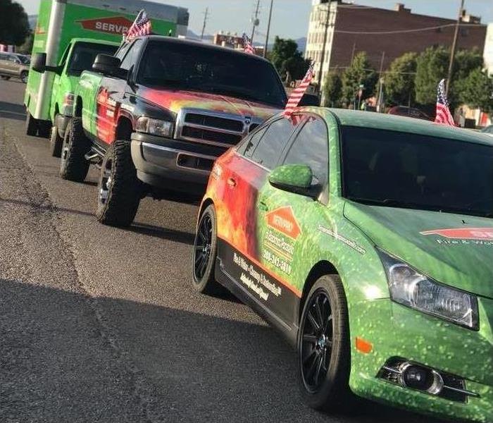 Image of SERVPRO's car and trucks
